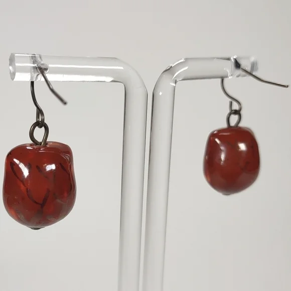 Handmade Cute Little Ceramic Bead Owl Fishhook Post Earrings - Picture 5 of 7